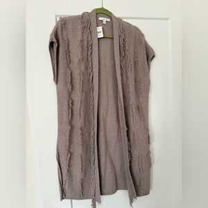 Fringed Open Front Cardigan